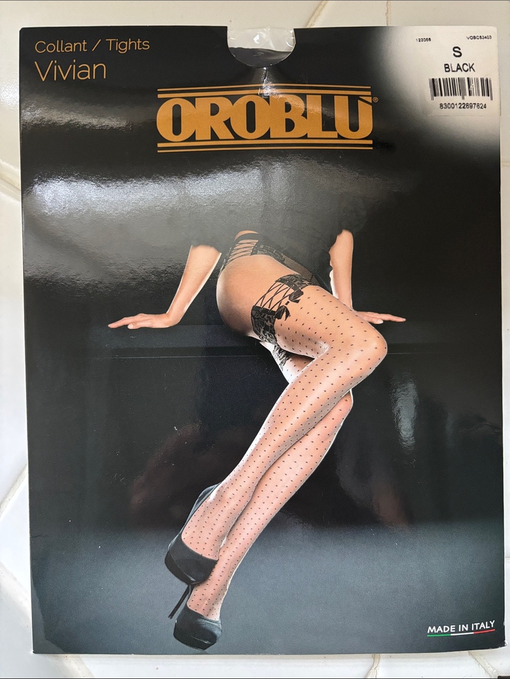 OROBLU Black Sheer Polka-Dot Vivian Tights
